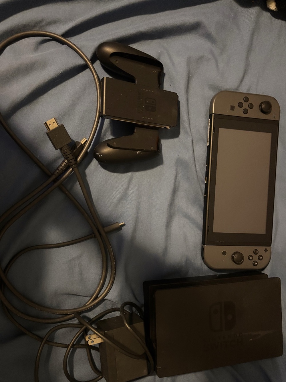 Nintendo Switch Console with Dark Gray Joy‑Con and Black Dock